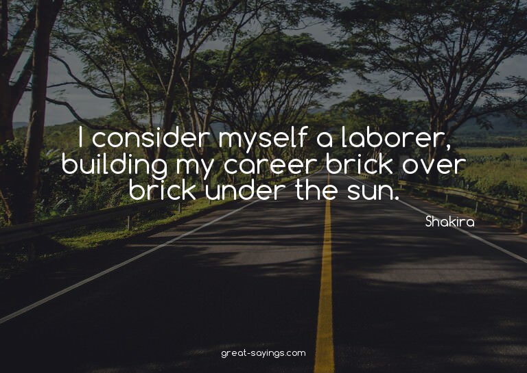 I consider myself a laborer, building my career brick o
