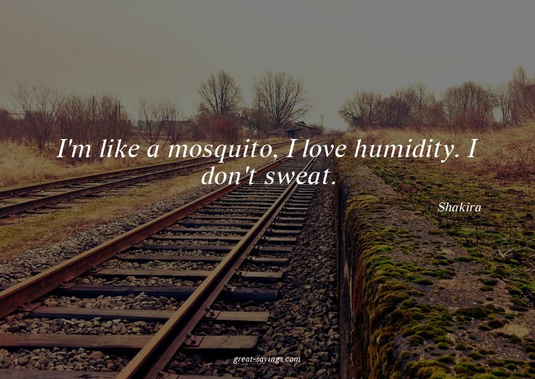 I'm like a mosquito, I love humidity. I don't sweat.

