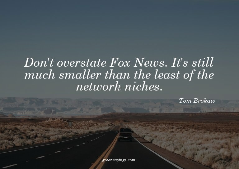 Don't overstate Fox News. It's still much smaller than