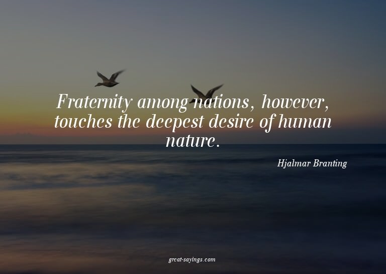 Fraternity among nations, however, touches the deepest