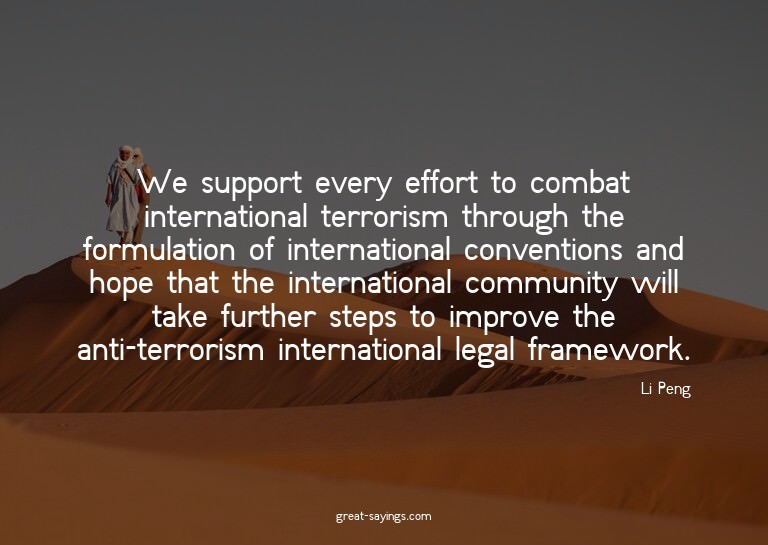 We support every effort to combat international terrori