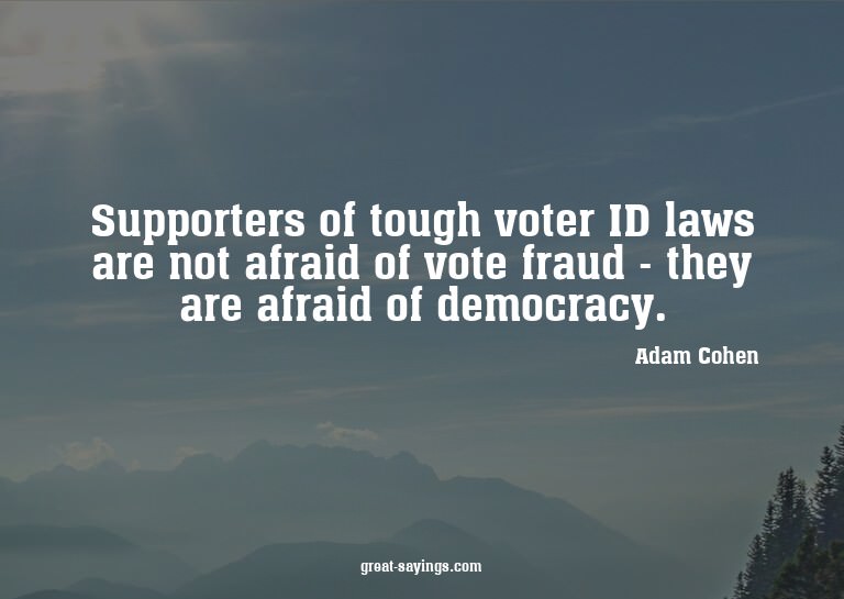 Supporters of tough voter ID laws are not afraid of vot