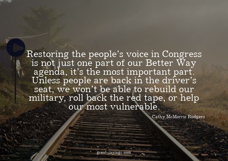 Restoring the people's voice in Congress is not just on