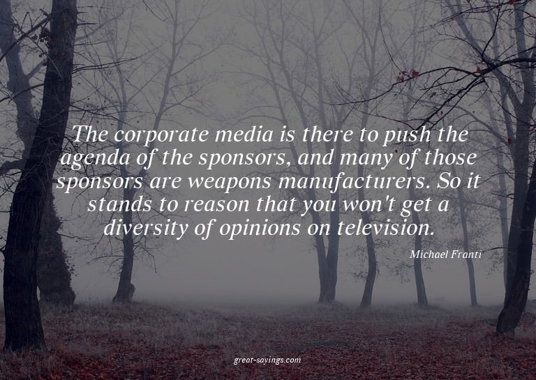 The corporate media is there to push the agenda of the