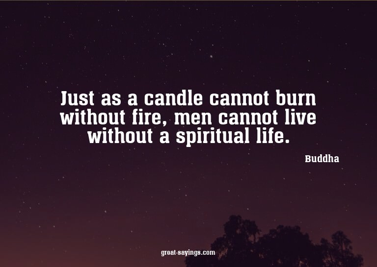 Just as a candle cannot burn without fire, men cannot l