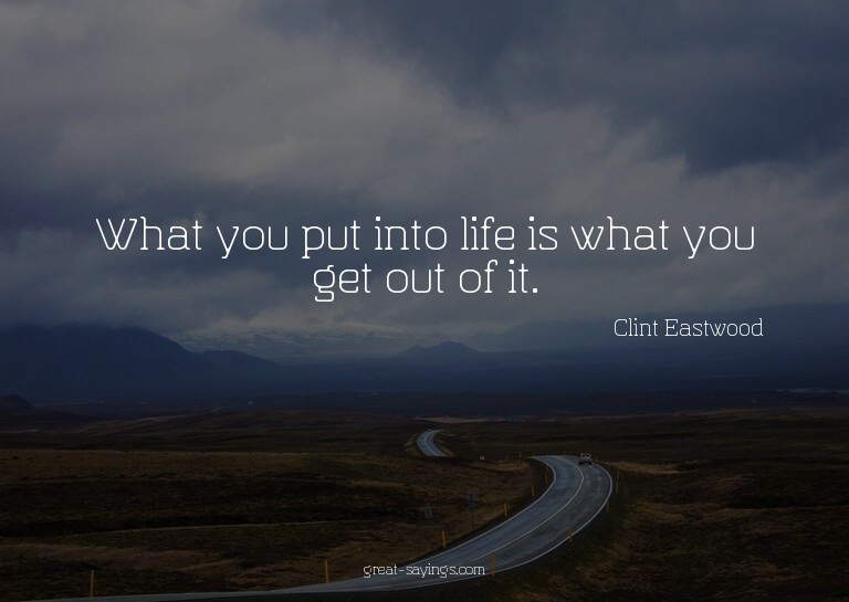 What you put into life is what you get out of it.

