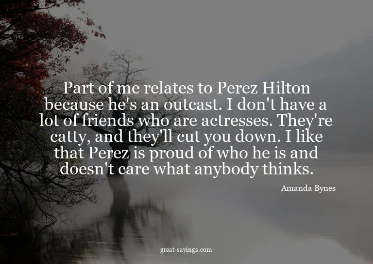 Part of me relates to Perez Hilton because he's an outc
