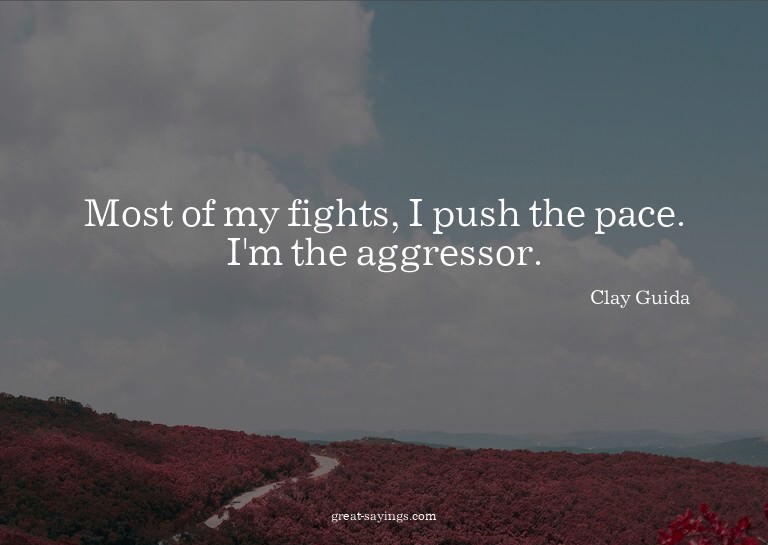 Most of my fights, I push the pace. I'm the aggressor.

