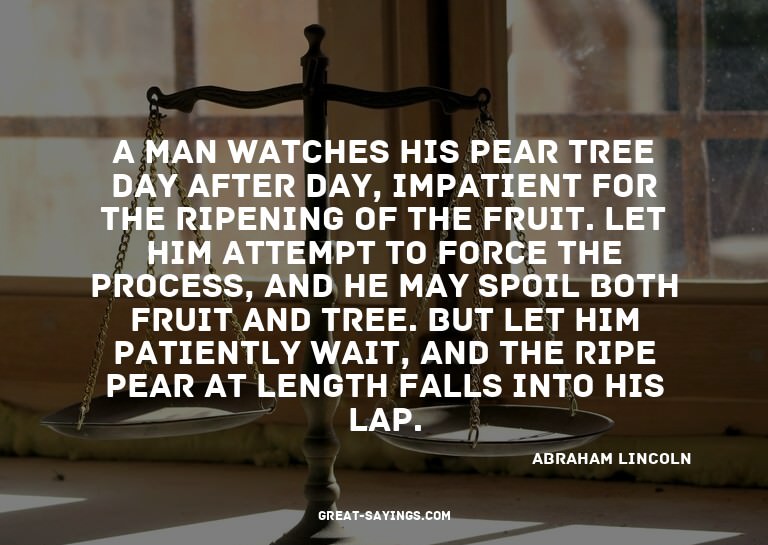 A man watches his pear tree day after day, impatient fo