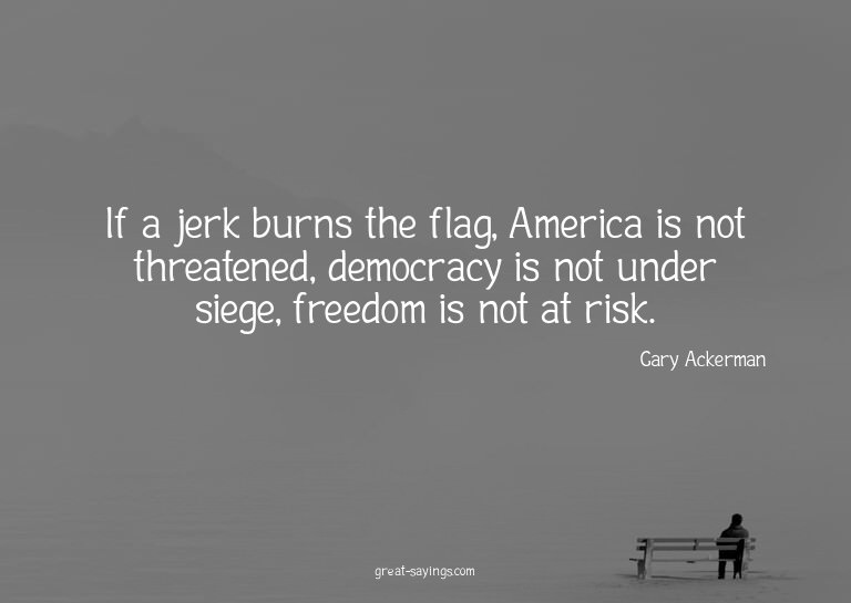 If a jerk burns the flag, America is not threatened, de