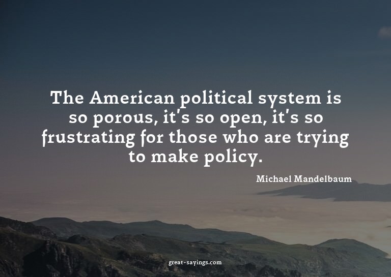 The American political system is so porous, it's so ope