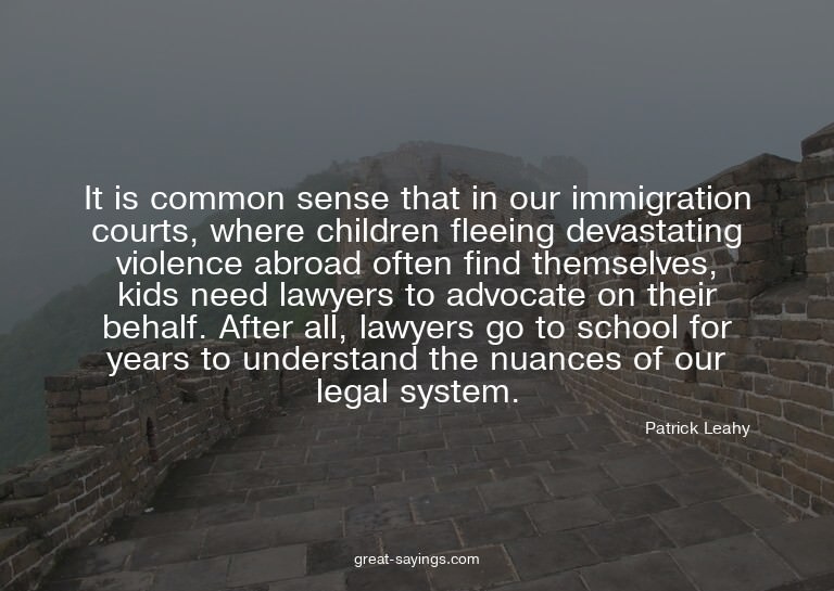 It is common sense that in our immigration courts, wher