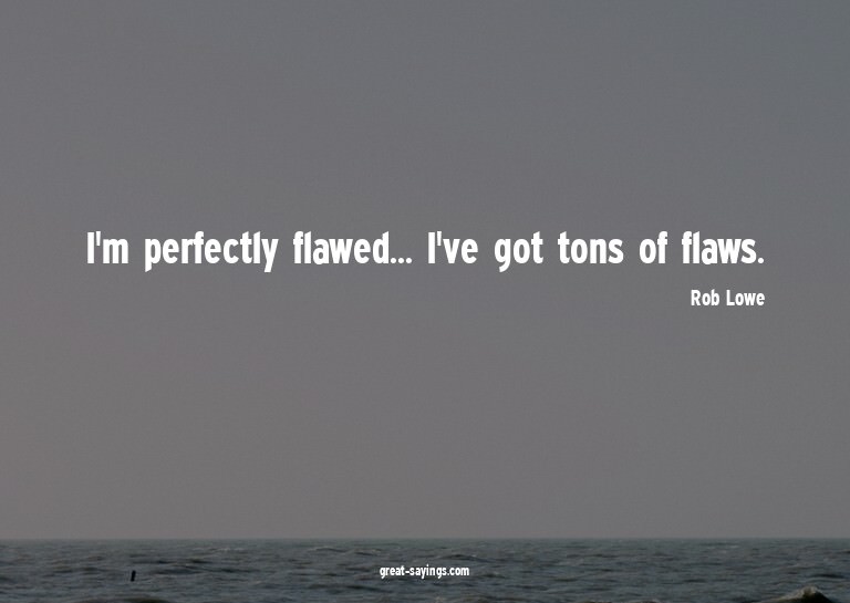 I'm perfectly flawed... I've got tons of flaws.

