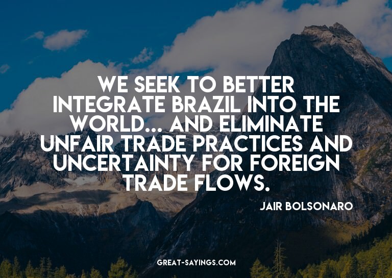 We seek to better integrate Brazil into the world... an