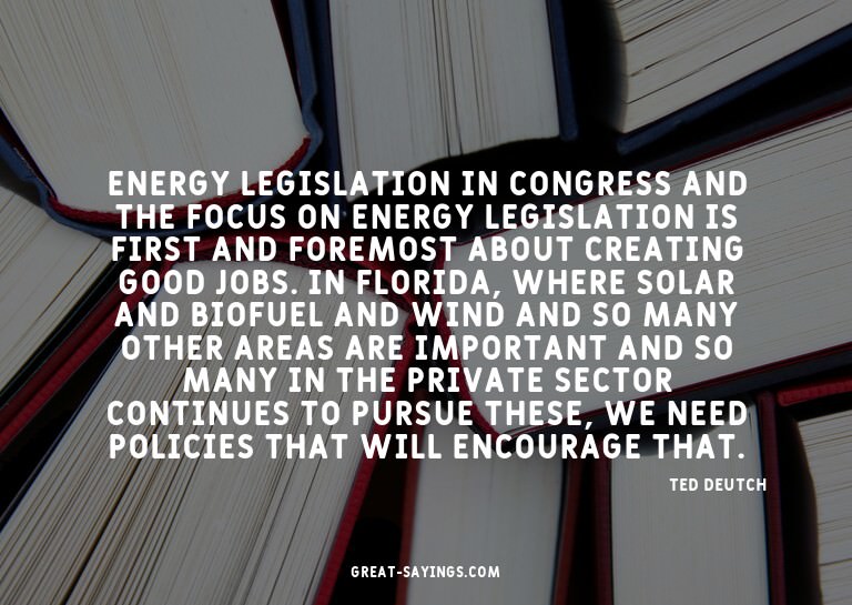 Energy legislation in Congress and the focus on energy