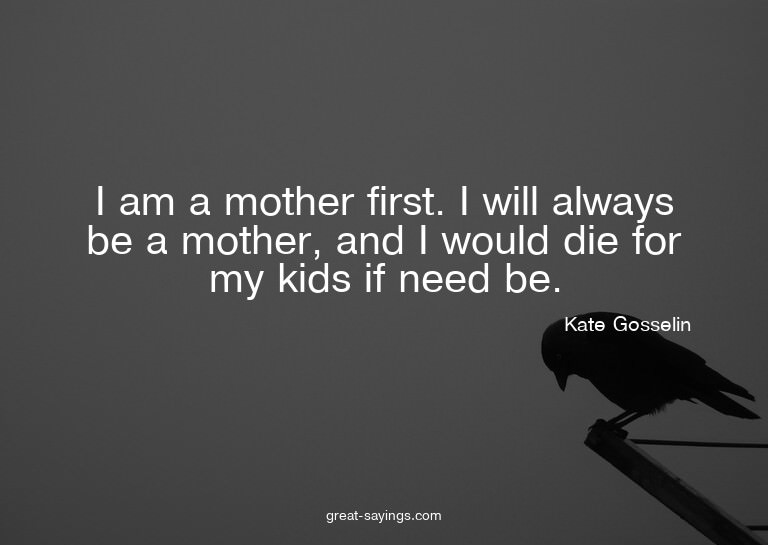 I am a mother first. I will always be a mother, and I w