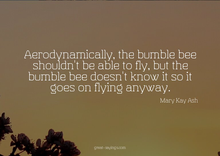 Aerodynamically, the bumble bee shouldn't be able to fl