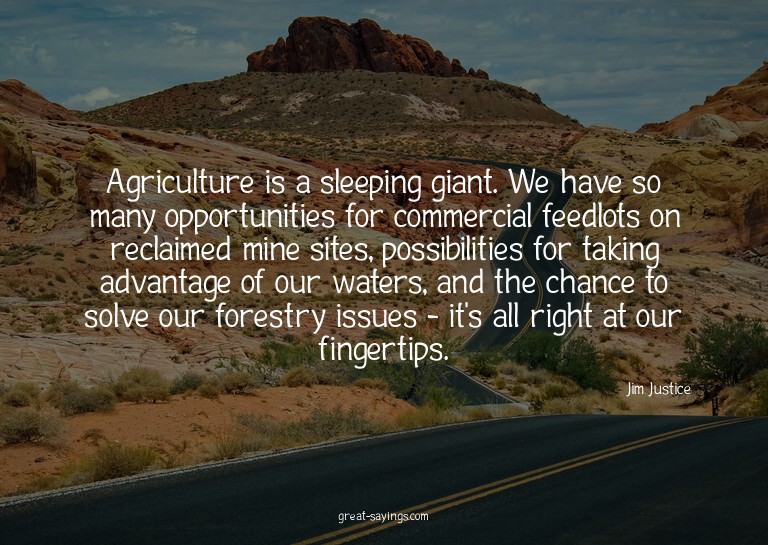 Agriculture is a sleeping giant. We have so many opport