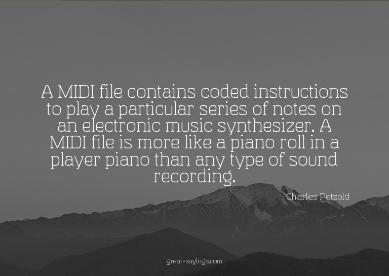 A MIDI file contains coded instructions to play a parti