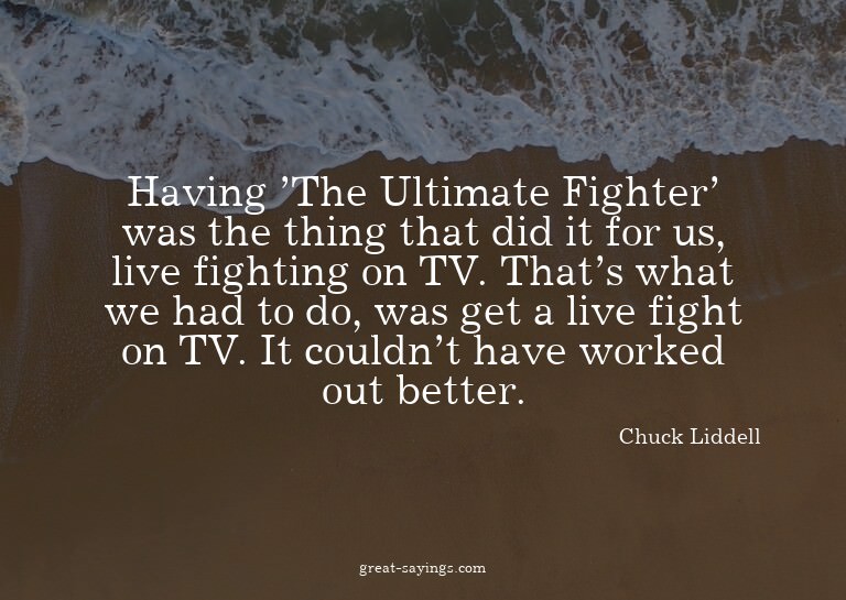 Having 'The Ultimate Fighter' was the thing that did it