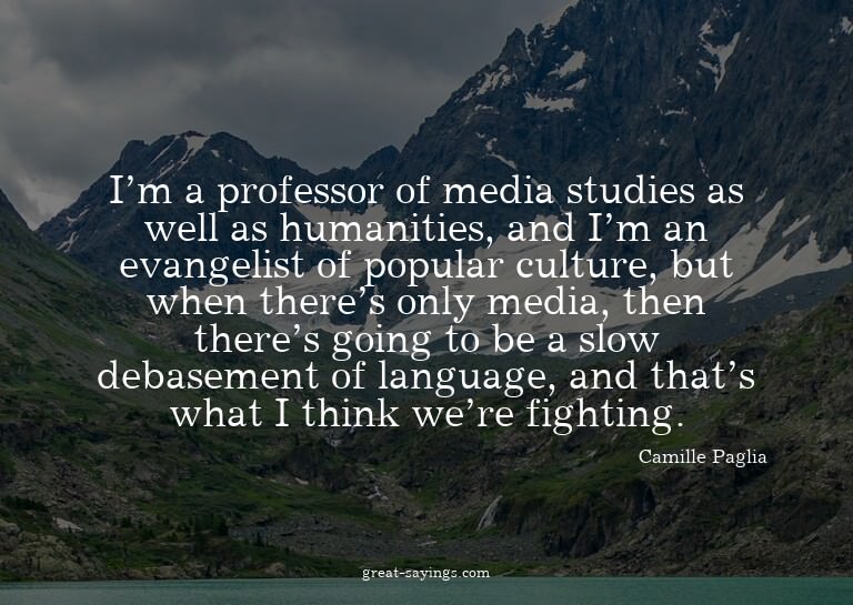 I'm a professor of media studies as well as humanities,