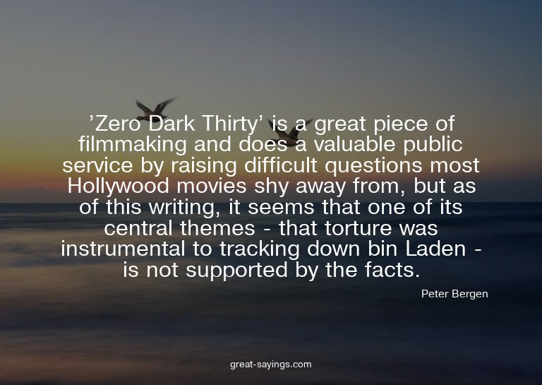 'Zero Dark Thirty' is a great piece of filmmaking and d