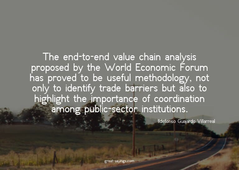 The end-to-end value chain analysis proposed by the Wor