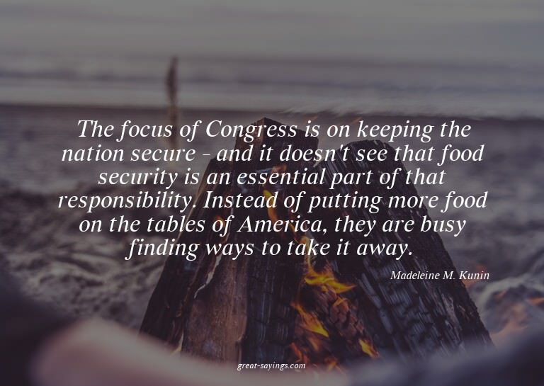 The focus of Congress is on keeping the nation secure -