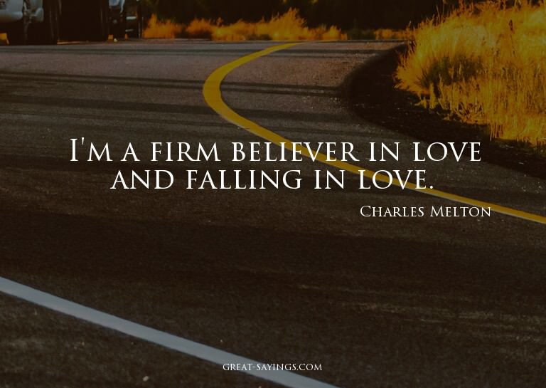 I'm a firm believer in love and falling in love.

