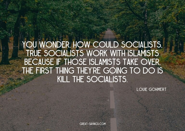 You wonder, how could socialists, true socialists work