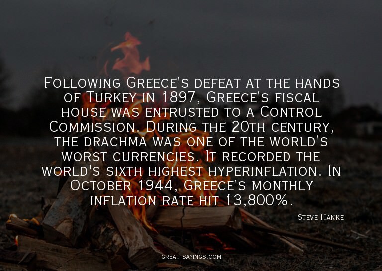 Following Greece's defeat at the hands of Turkey in 189
