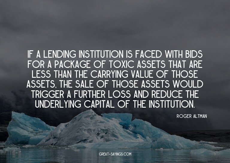 If a lending institution is faced with bids for a packa