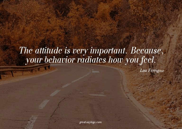 The attitude is very important. Because, your behavior