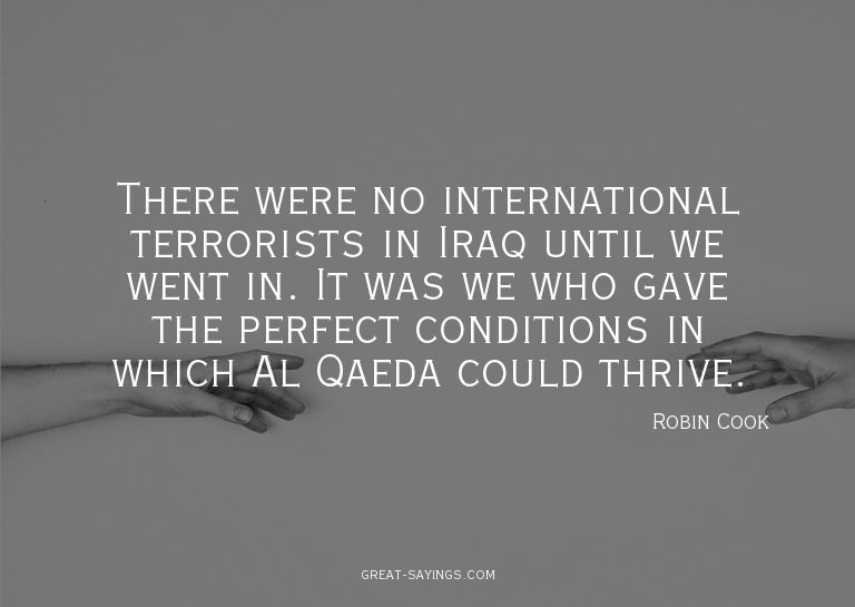 There were no international terrorists in Iraq until we