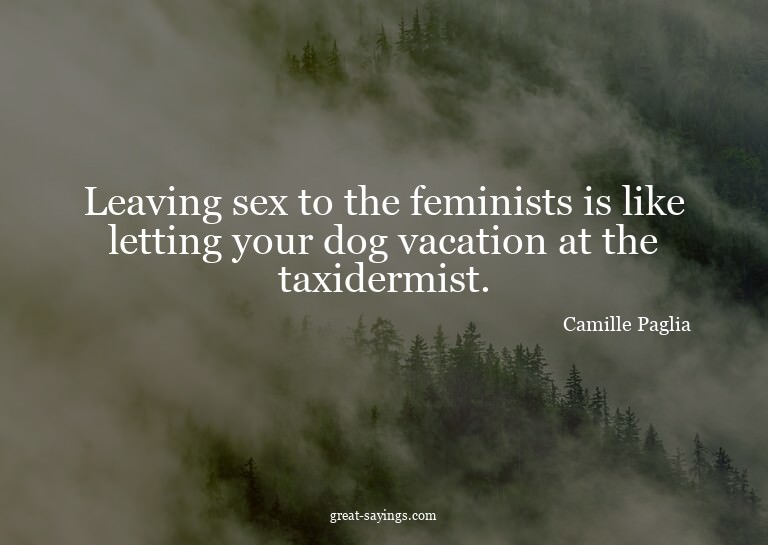Leaving sex to the feminists is like letting your dog v