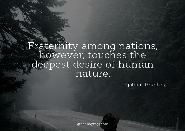 Fraternity among nations, however, touches the deepest
