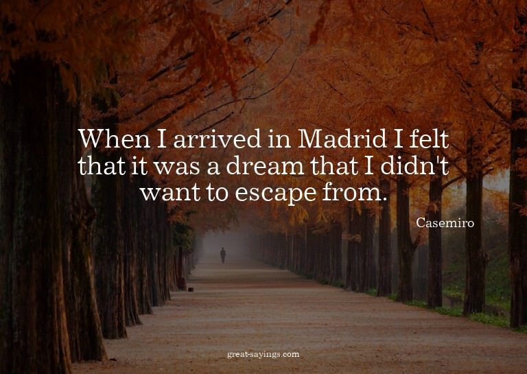 When I arrived in Madrid I felt that it was a dream tha