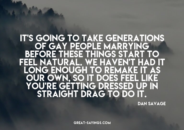 It's going to take generations of gay people marrying b