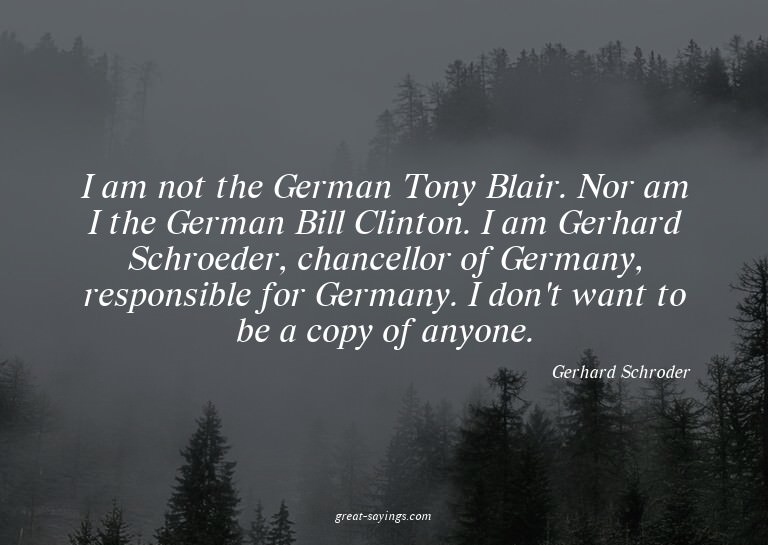 I am not the German Tony Blair. Nor am I the German Bil