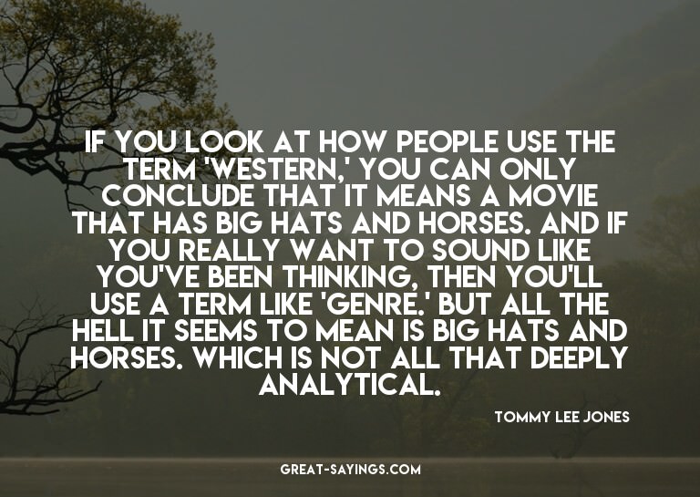 If you look at how people use the term 'western,' you c