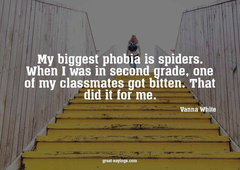 My biggest phobia is spiders. When I was in second grad