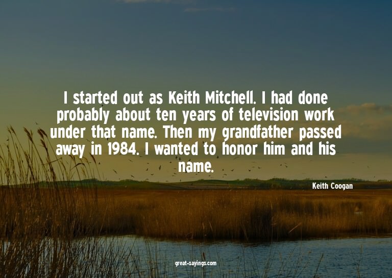 I started out as Keith Mitchell. I had done probably ab