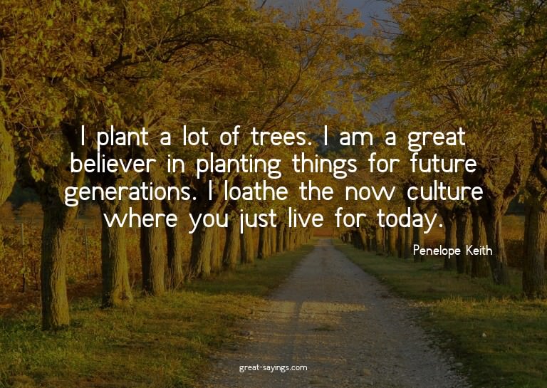 I plant a lot of trees. I am a great believer in planti