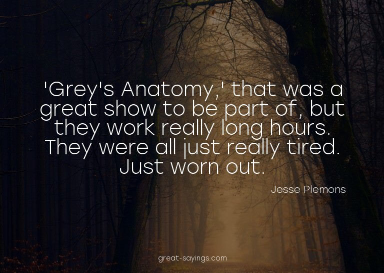 'Grey's Anatomy,' that was a great show to be part of,