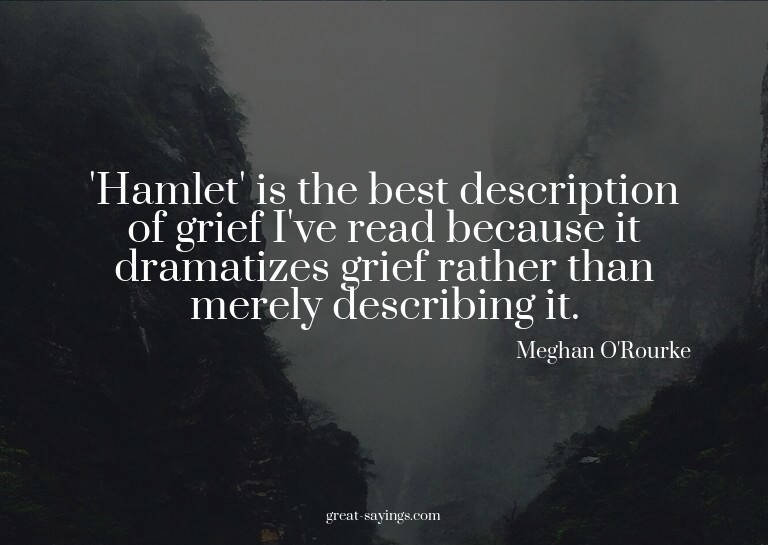 'Hamlet' is the best description of grief I've read bec