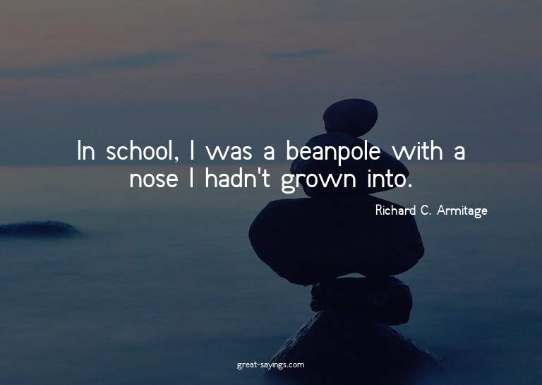 In school, I was a beanpole with a nose I hadn't grown