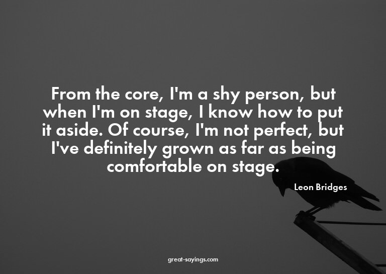 From the core, I'm a shy person, but when I'm on stage,
