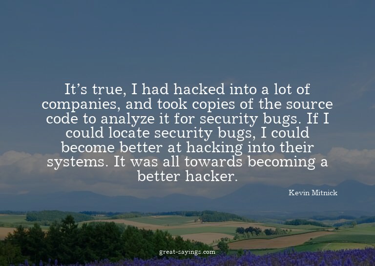 It's true, I had hacked into a lot of companies, and to