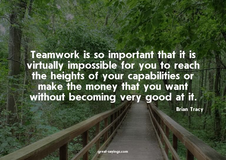 Teamwork is so important that it is virtually impossibl