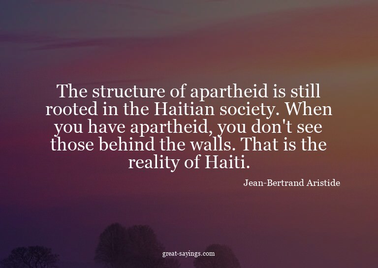 The structure of apartheid is still rooted in the Haiti